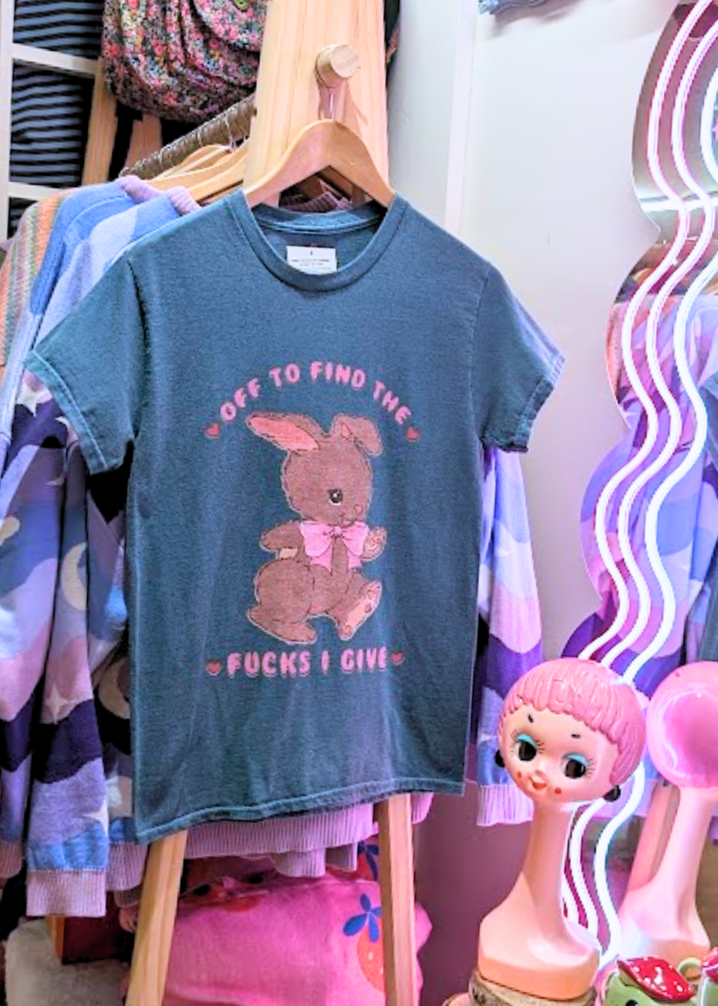 Daisy Street - Teal ‘Off to Find the F**ks’ Bunny Tee