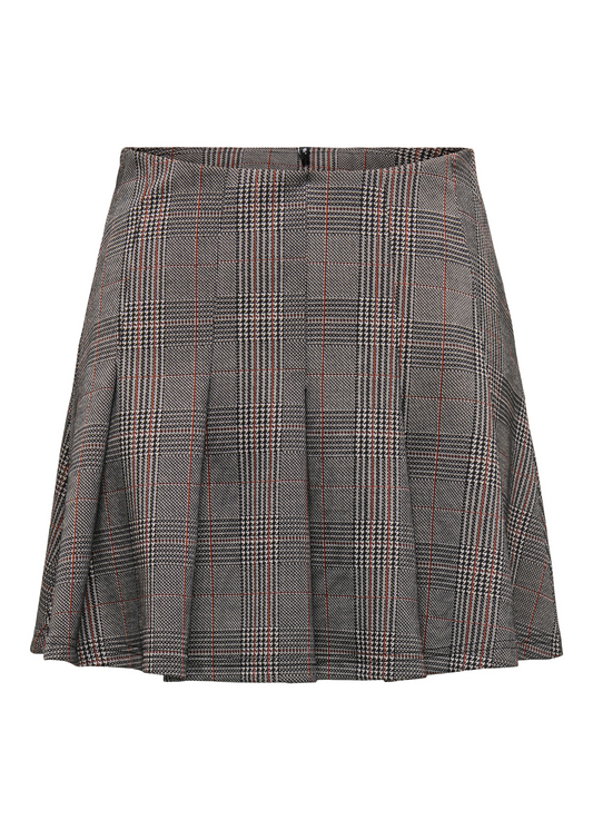Only - Black Fine Check Pleated Mini Skirt