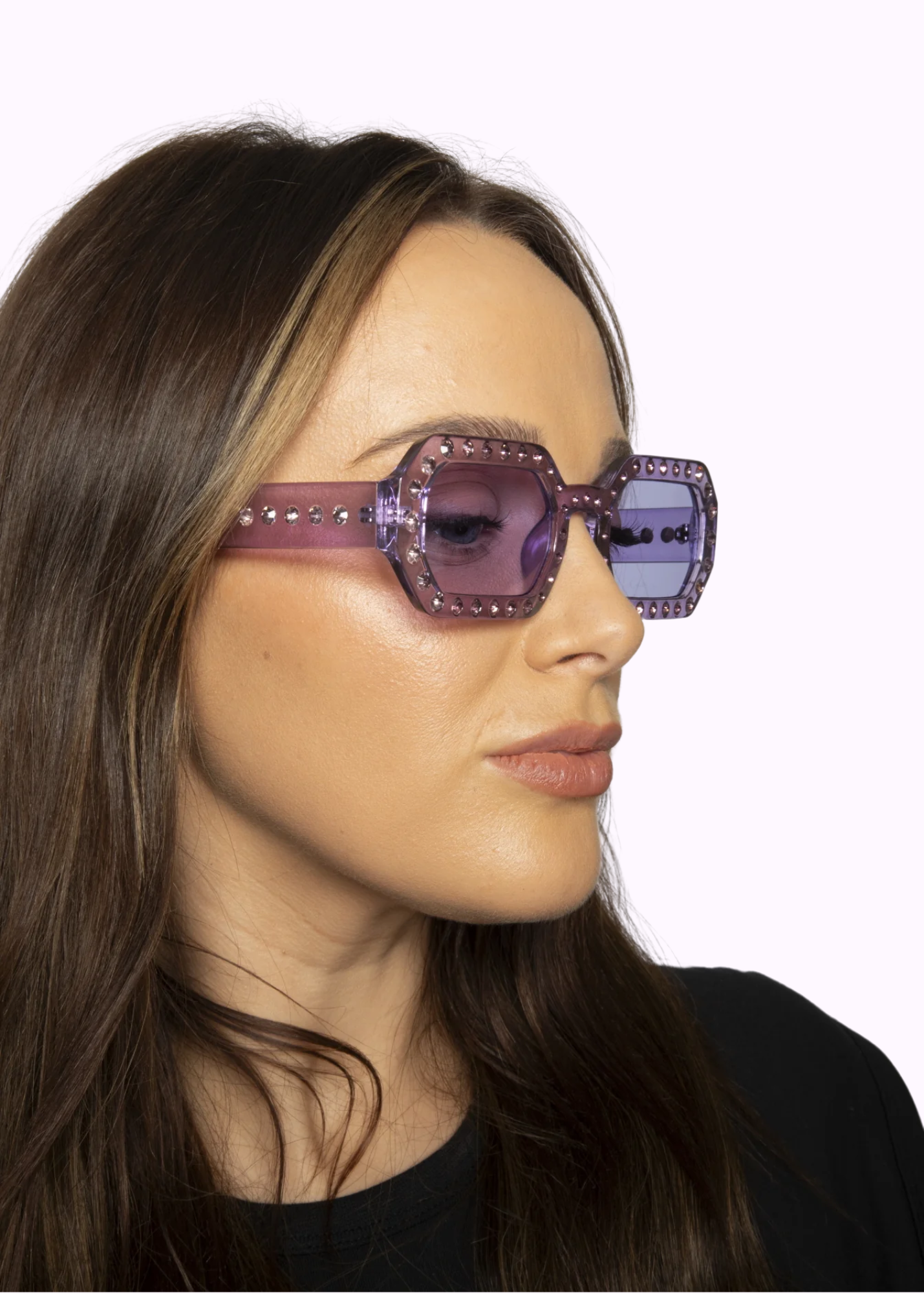 The Edit - Lilac Oval Sunglasses with Jewel Detail