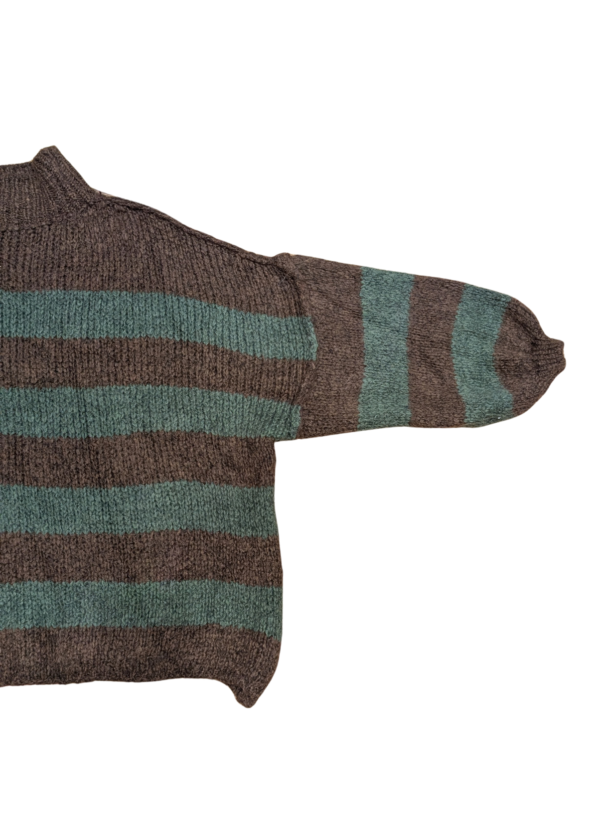 The Edit - Oversized Brown & Khaki Knitted Stripe Jumper with Exposed Seams