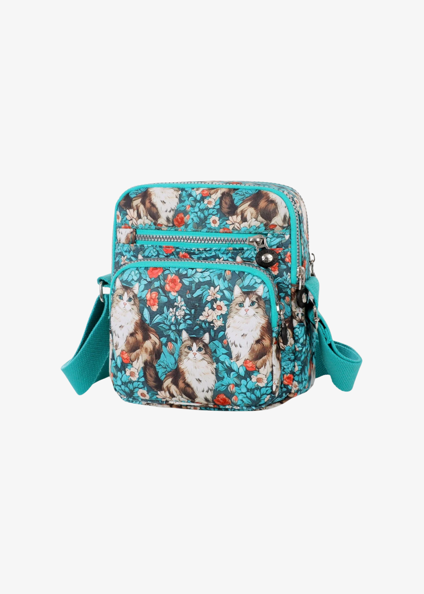 The Edit - Fluffy Cat Mini Cross-body Bag in Turquoise