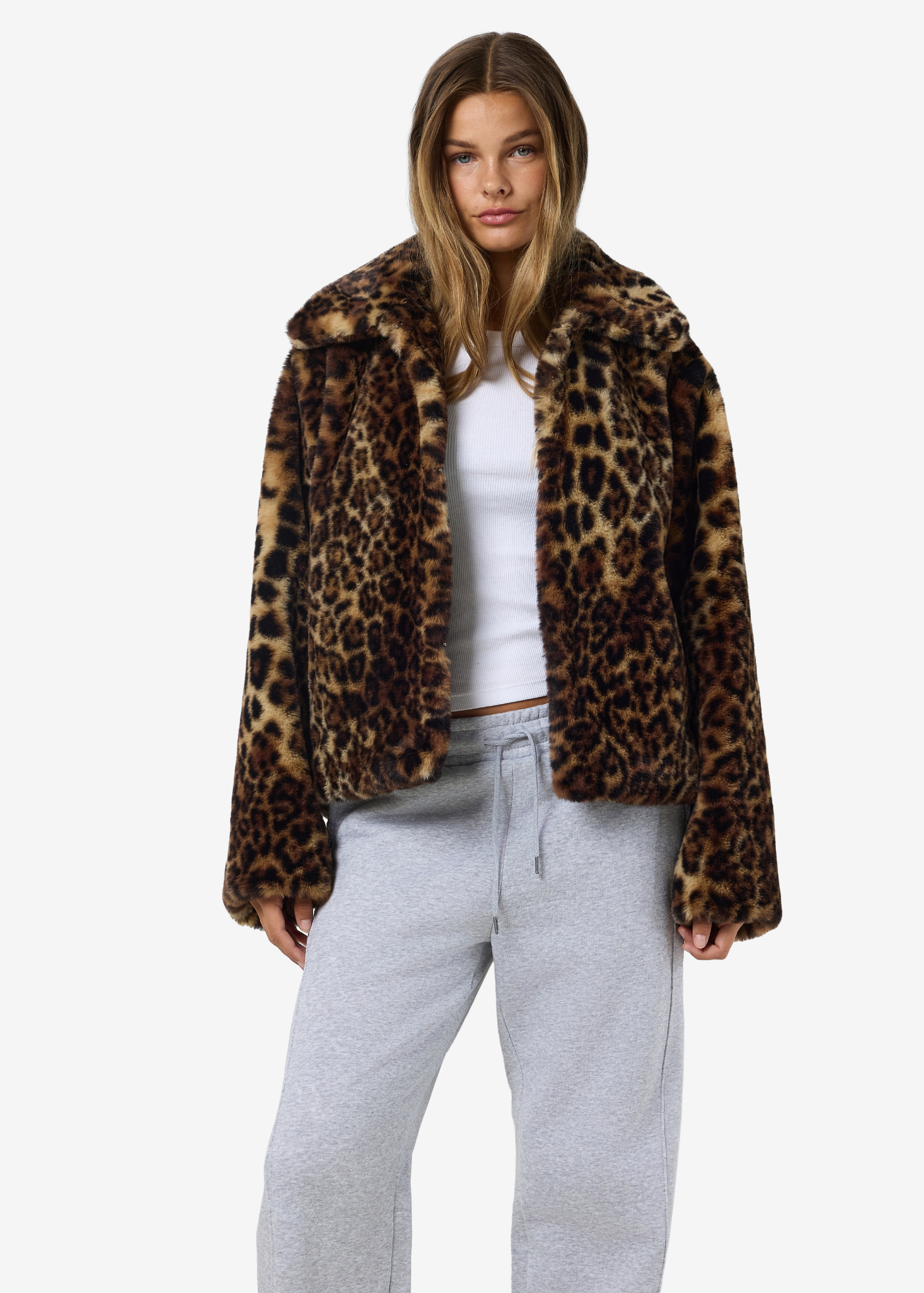Noisy May - Fluffy Leopard Print Jacket