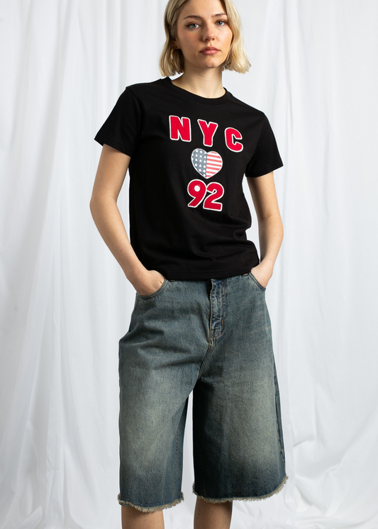 Daisy Street - Black NYC Applique Tee