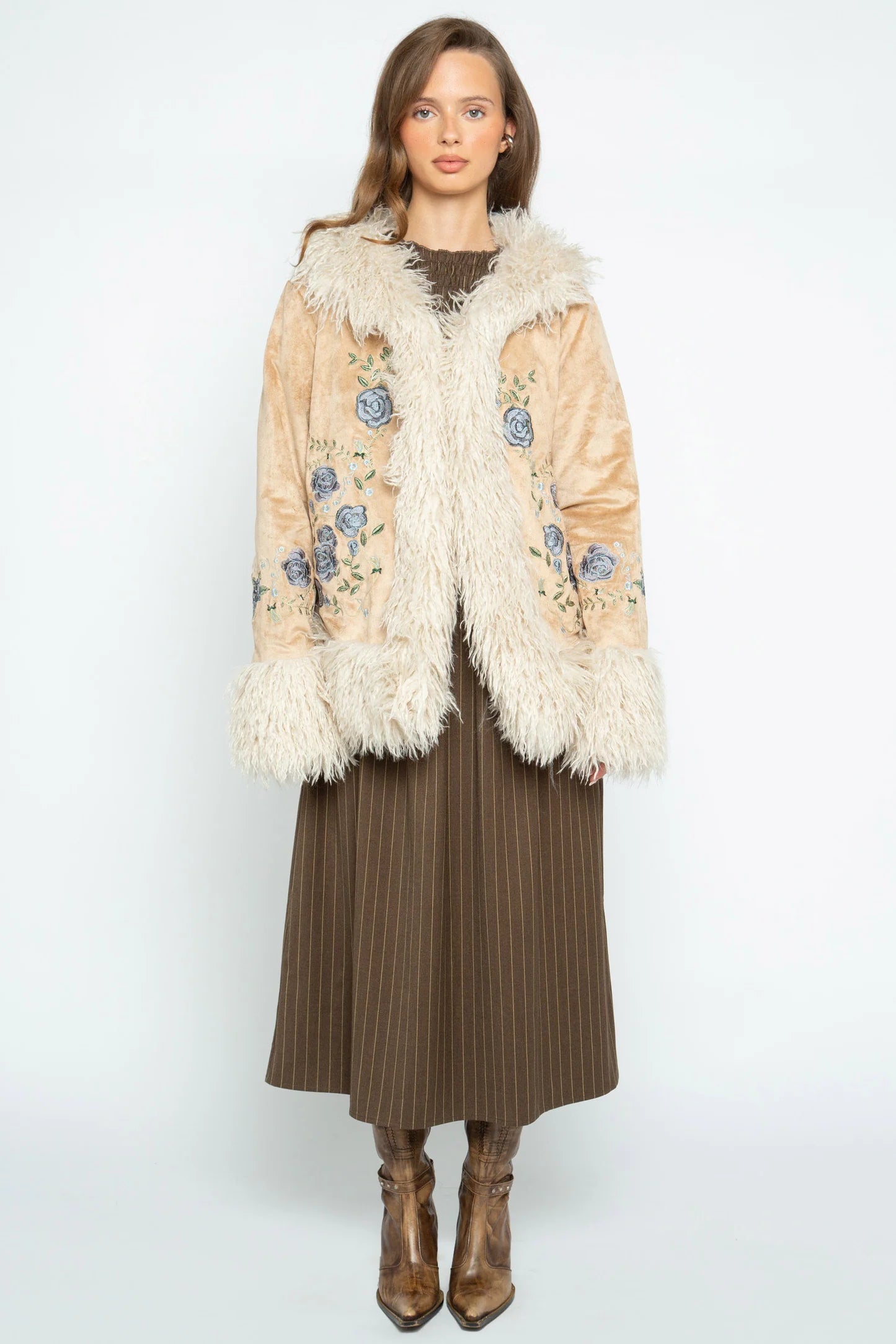 Daisy Street - Cream Chelsea Short Afghan Coat