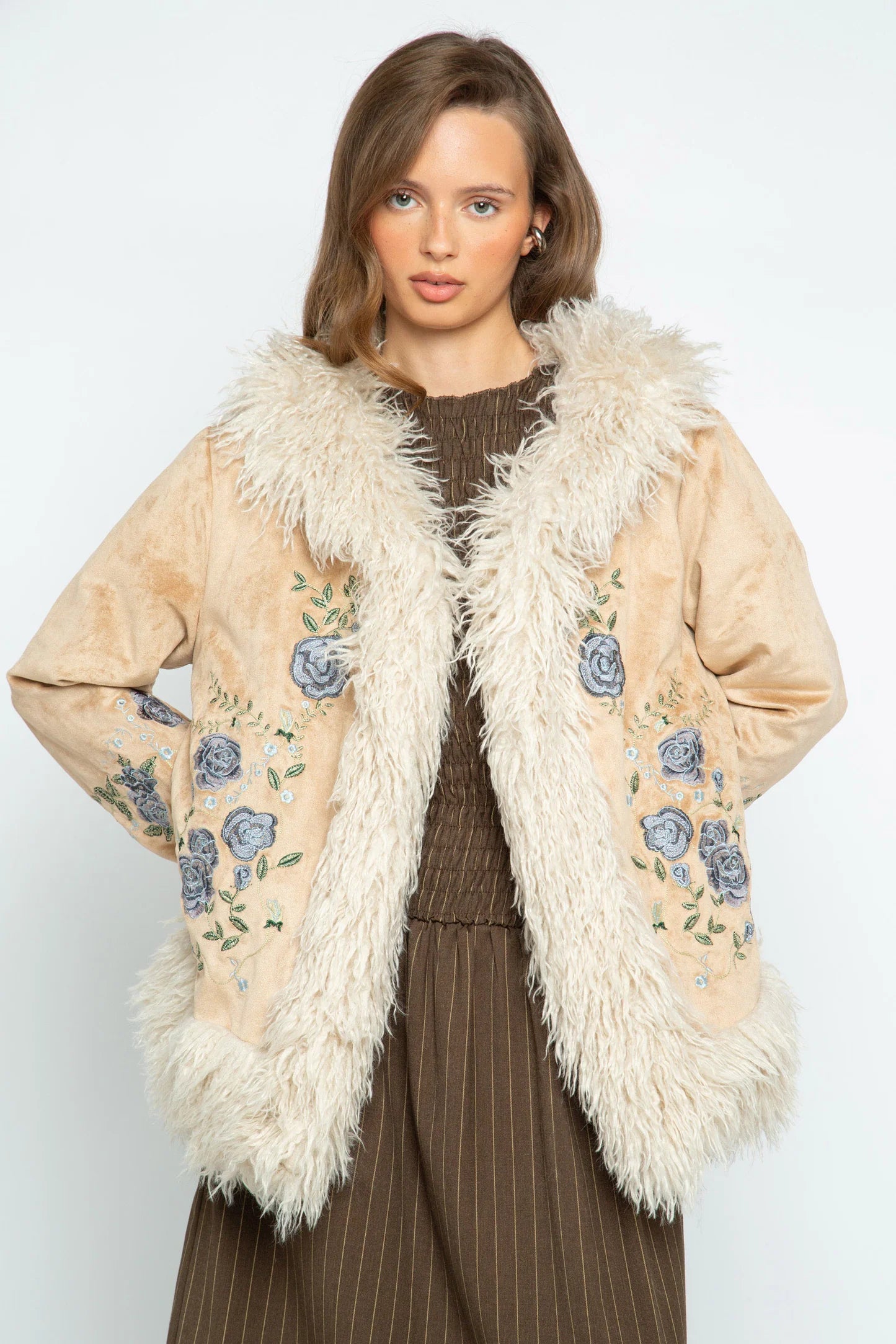 Daisy Street - Cream Chelsea Short Afghan Coat