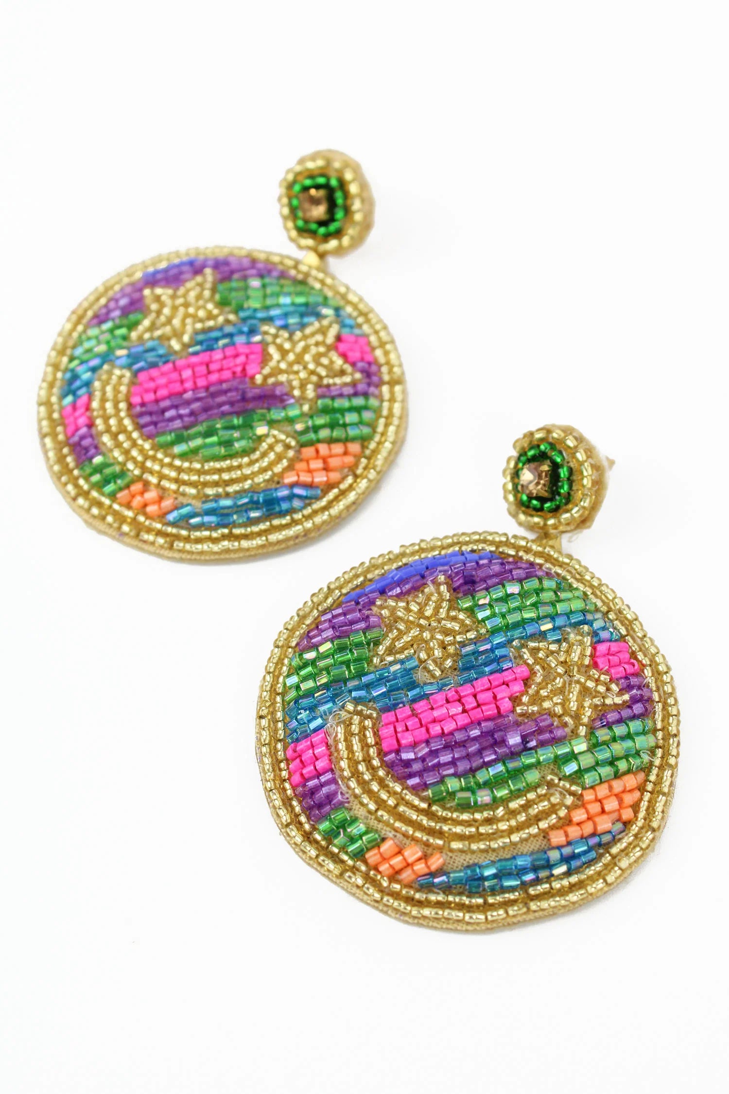 My Doris Beaded Smile Face Earrings Thunder Egg