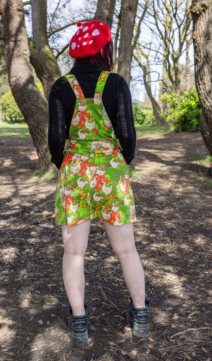 Run & Fly x The Mushroom Babes In The Geese Garden Stretch Twill Pinafore Dress