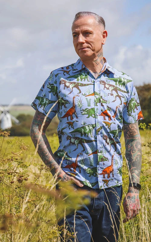 Run & Fly - Jurassic Adventure Dino Print Short Sleeve Shirt