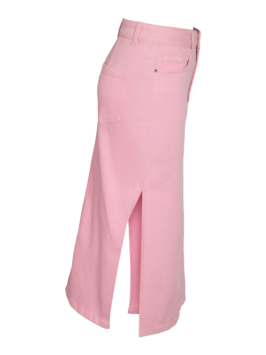 Noisy May - Pink Denim Midi Skirt with Side Slits