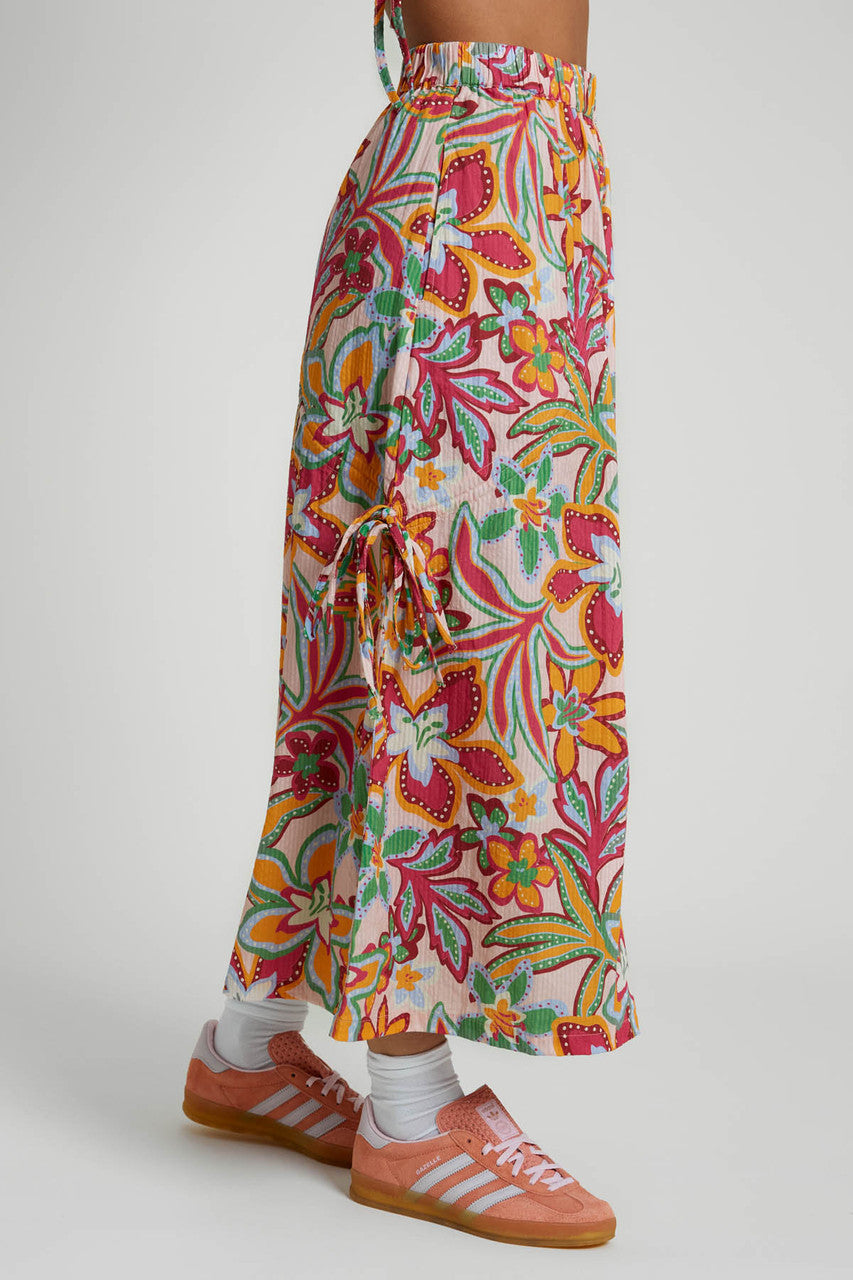Native Youth - Botanical Printed Midaxi Skirt with Ruched Detail