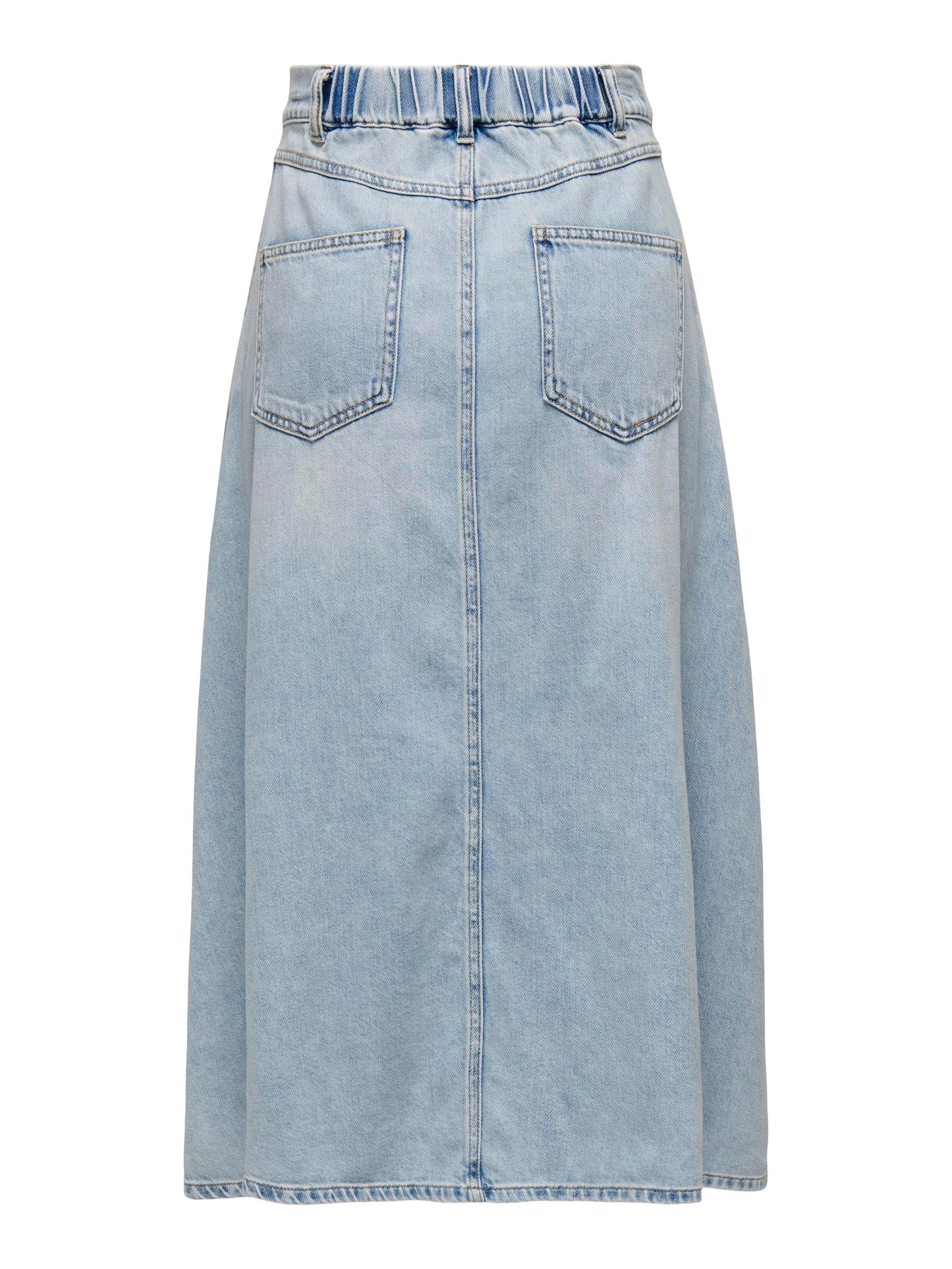 Only - High Waisted Flared Blue Denim Midi Skirt