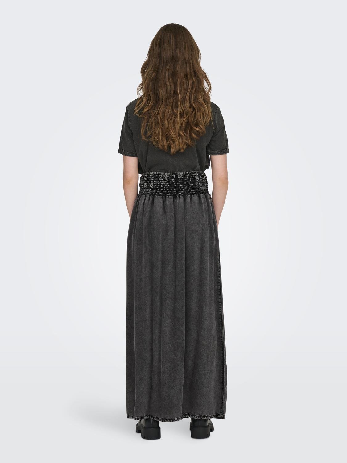 Only - Washed Black Denim Maxi Skirt