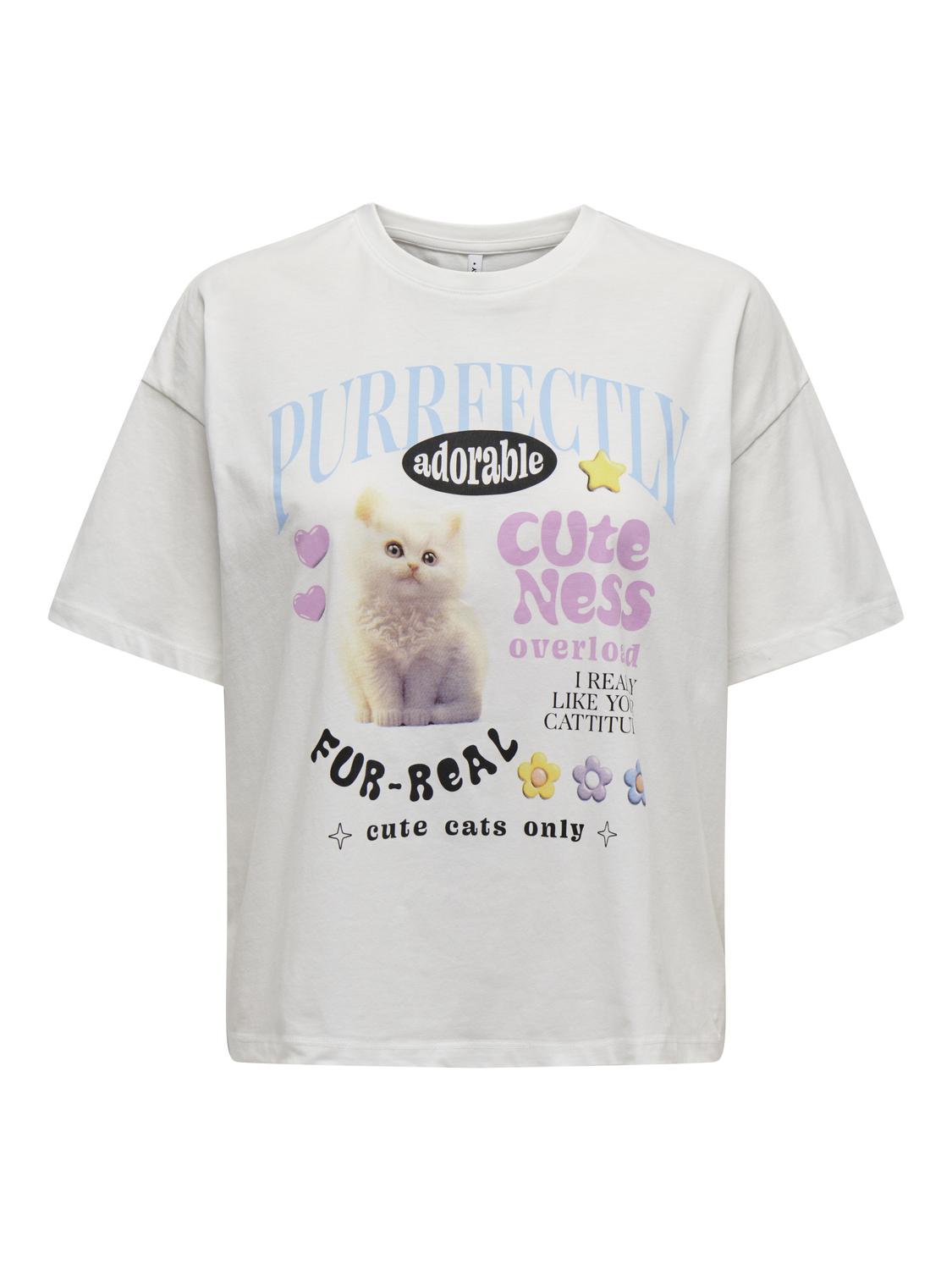 Only - Purrfectly Adorable White Cat Tee