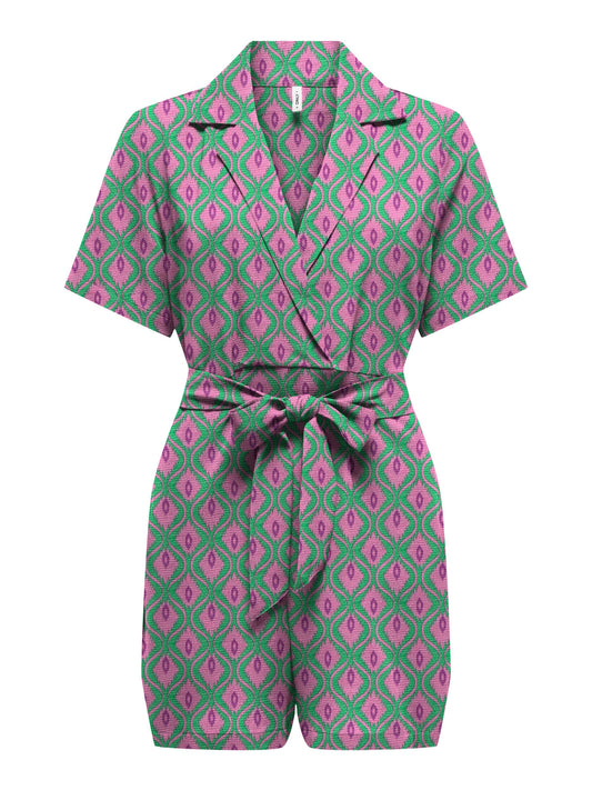 Only - Pink & Green Vibrant Geo Playsuit