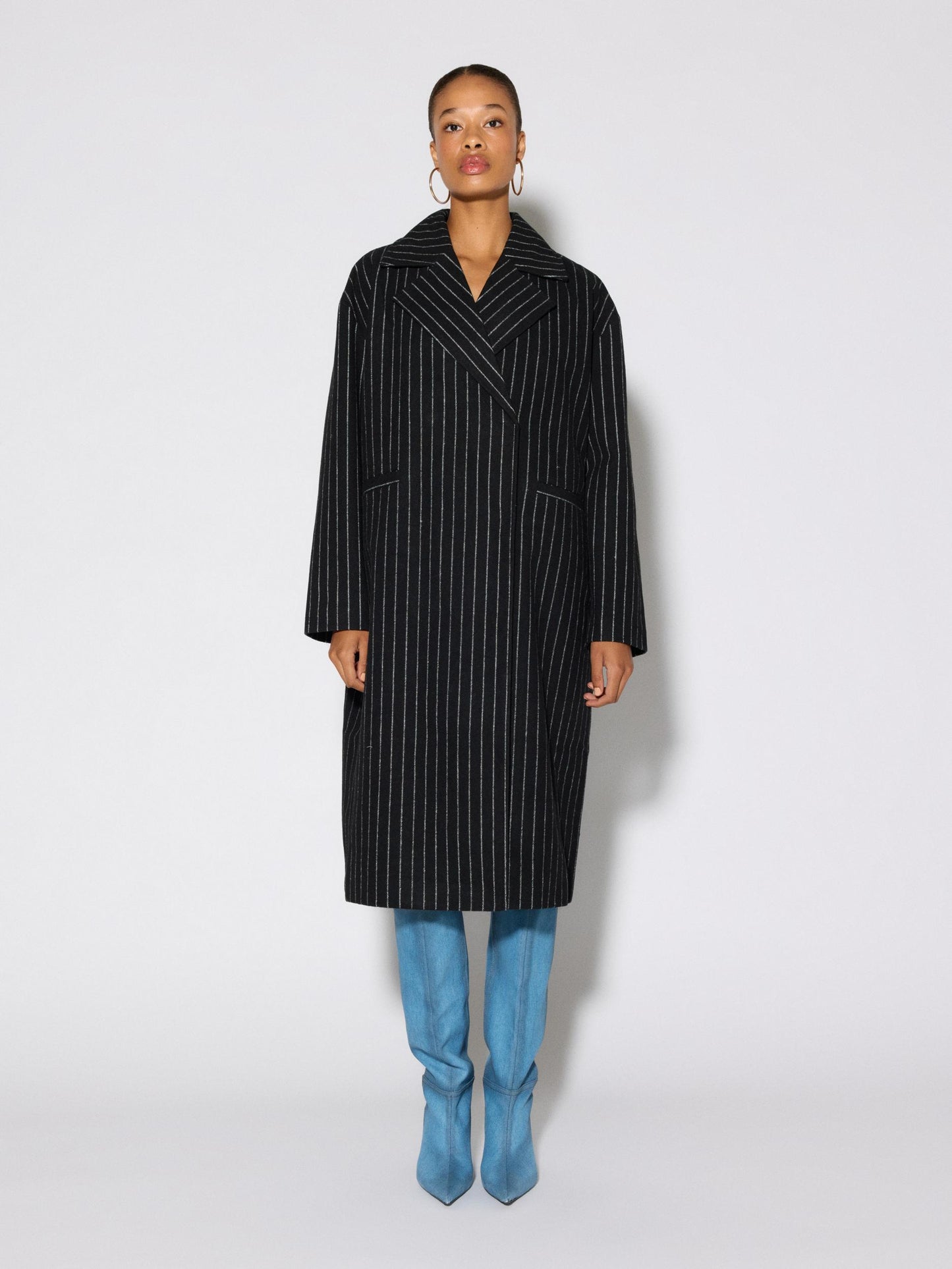 Something New - Oversized Pinstripe Long Coat