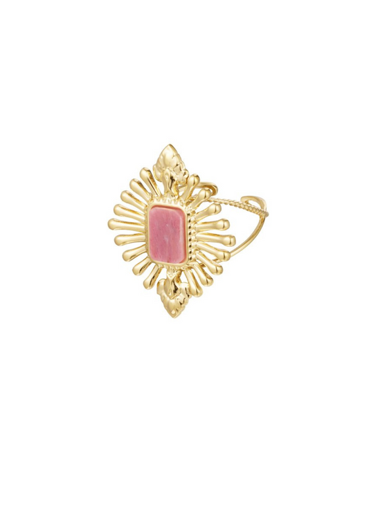 The Edit - Vintage Style Diamond Burst Ring in Pink