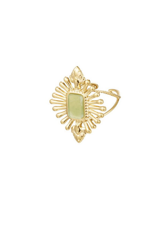 The Edit - Vintage Style Diamond Burst Ring in Green
