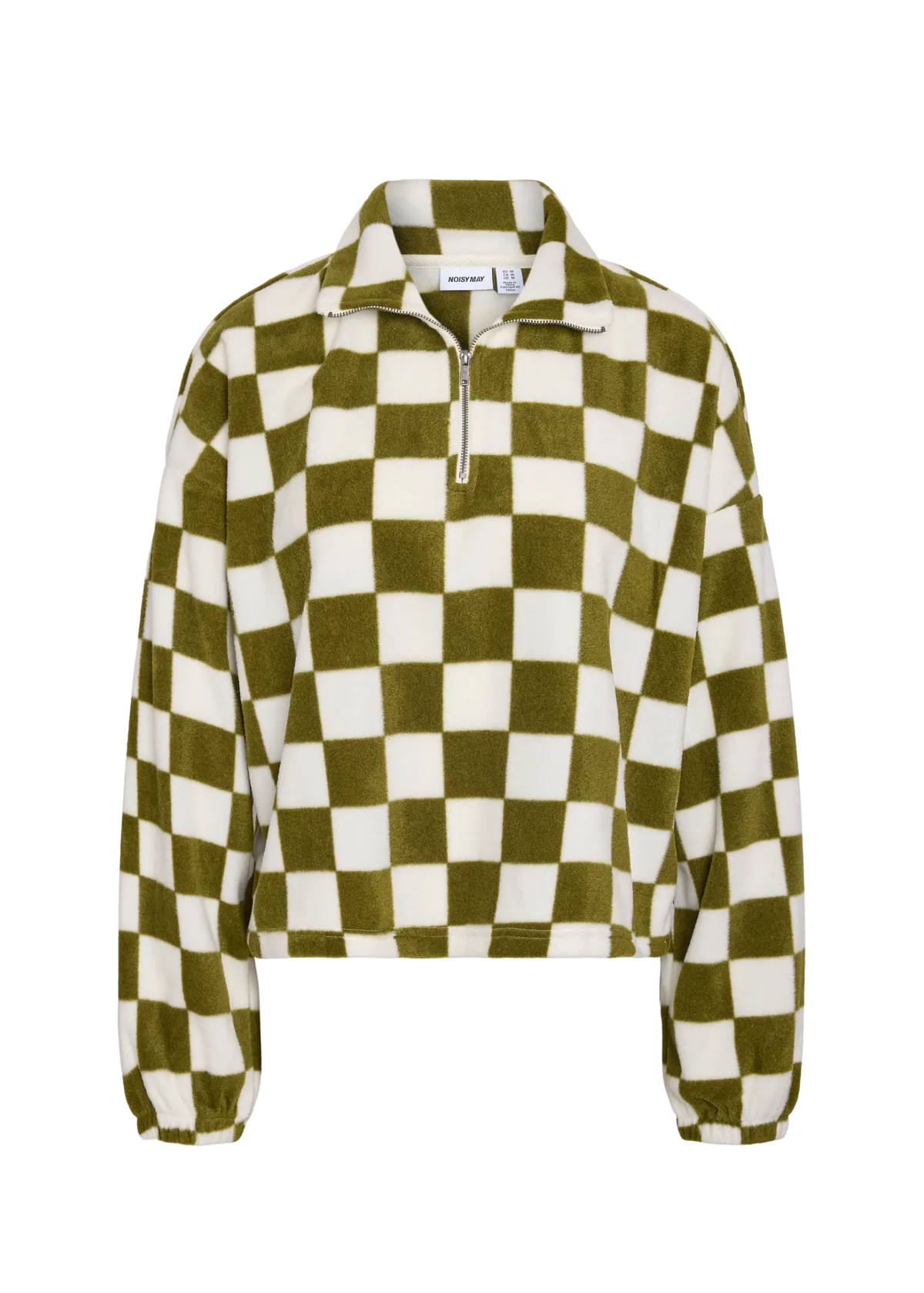 Noisy May - White and Khaki Checkerboard Fleece