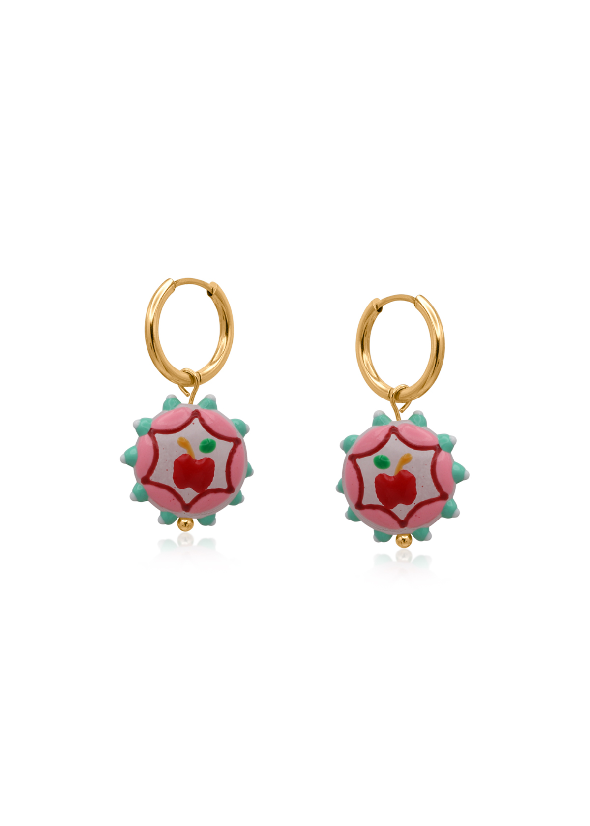 Big Metal London - Vivid Apple Charm Earrings