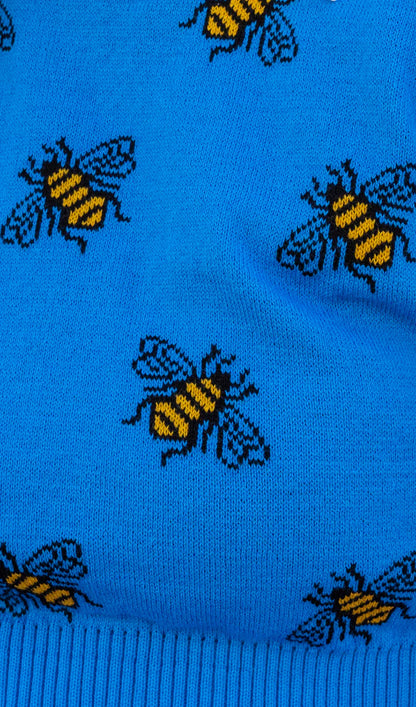 Run & Fly - Blue Cropped Bee Sweater Vest