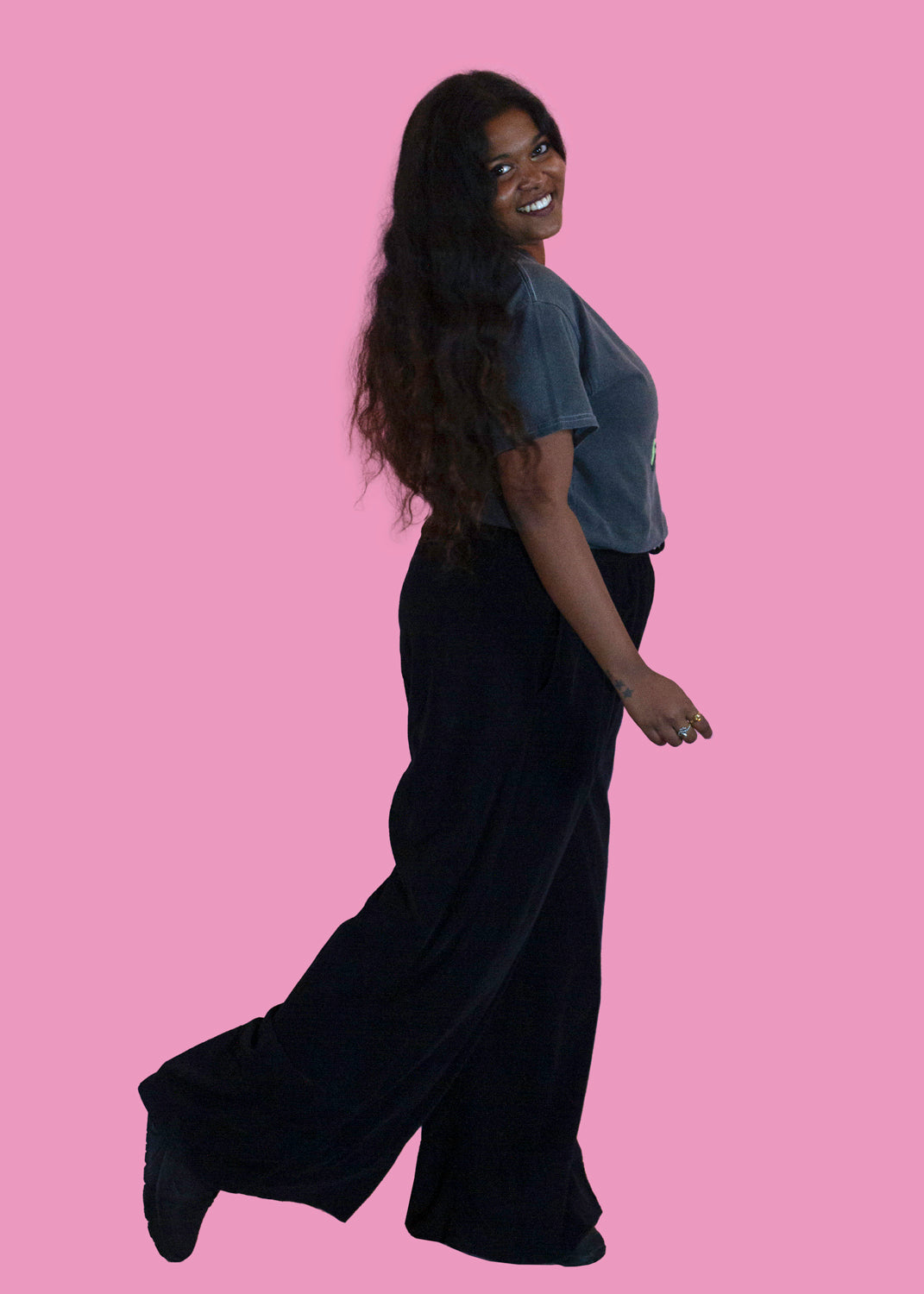 The Edit - Black Corduroy Wide Leg Trousers