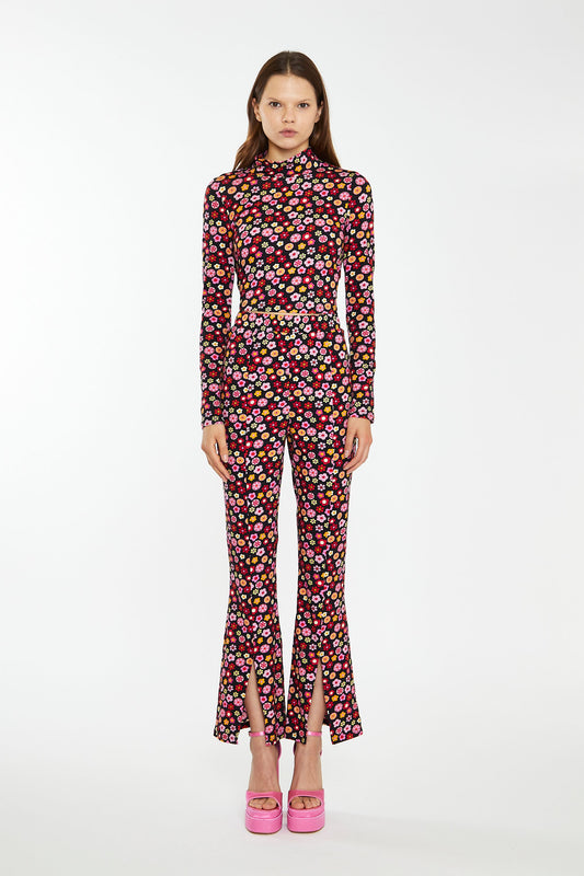 Glamorous - Colourful 60s Flower Stretch Flares