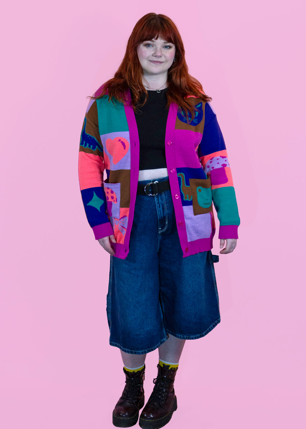 Home of Rainbows - The Cute Check Knit Cardigan
