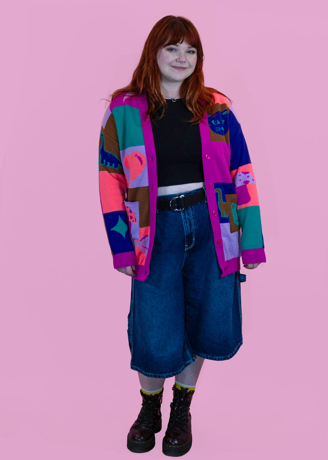 Home of Rainbows - The Cute Check Knit Cardigan