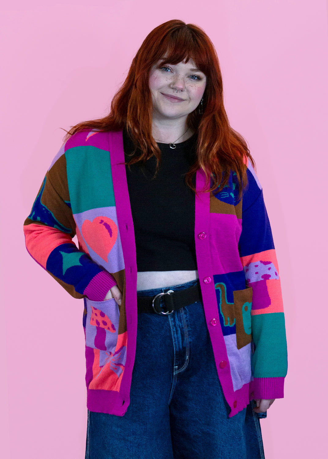 Home of Rainbows - The Cute Check Knit Cardigan