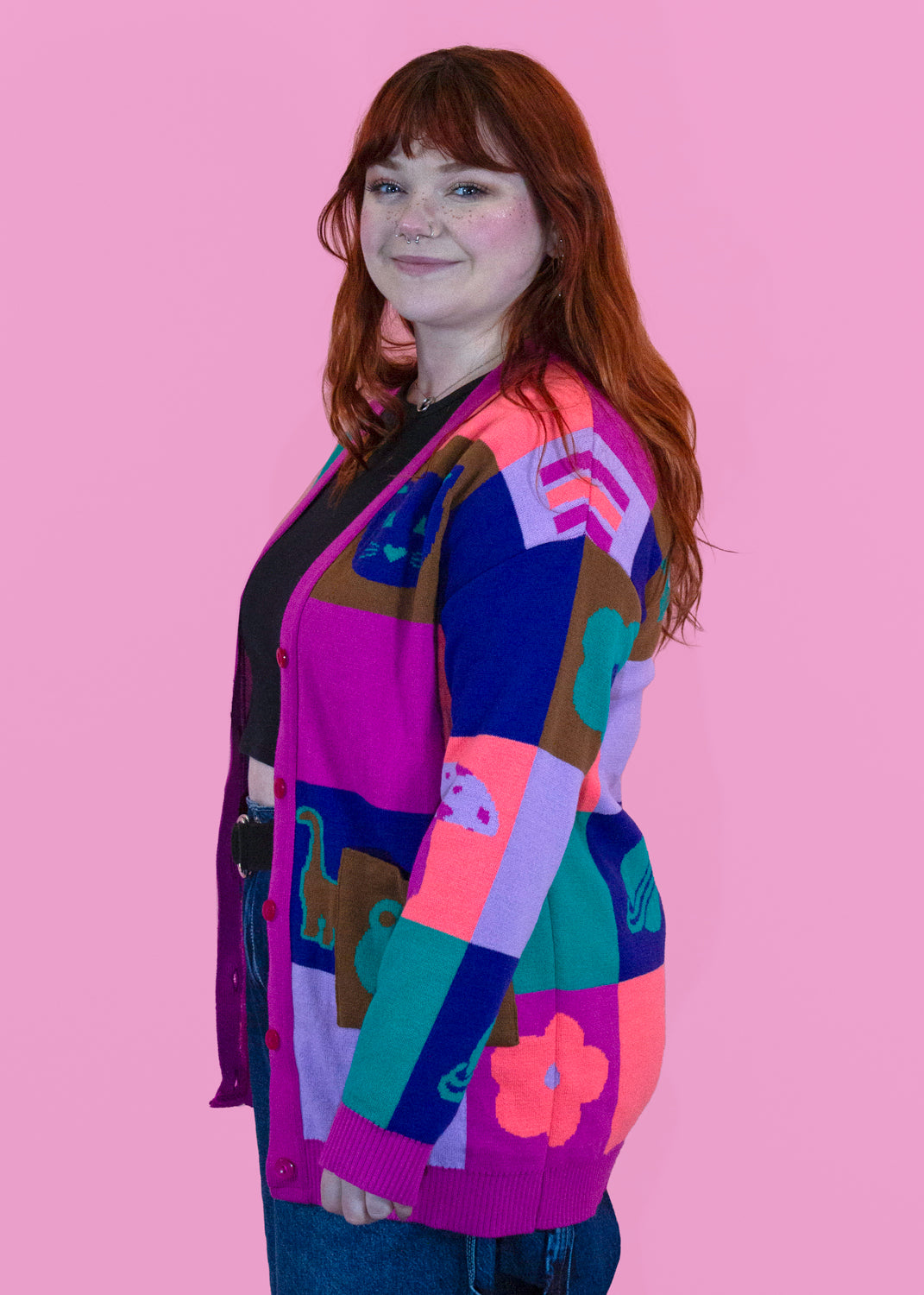 Home of Rainbows - The Cute Check Knit Cardigan