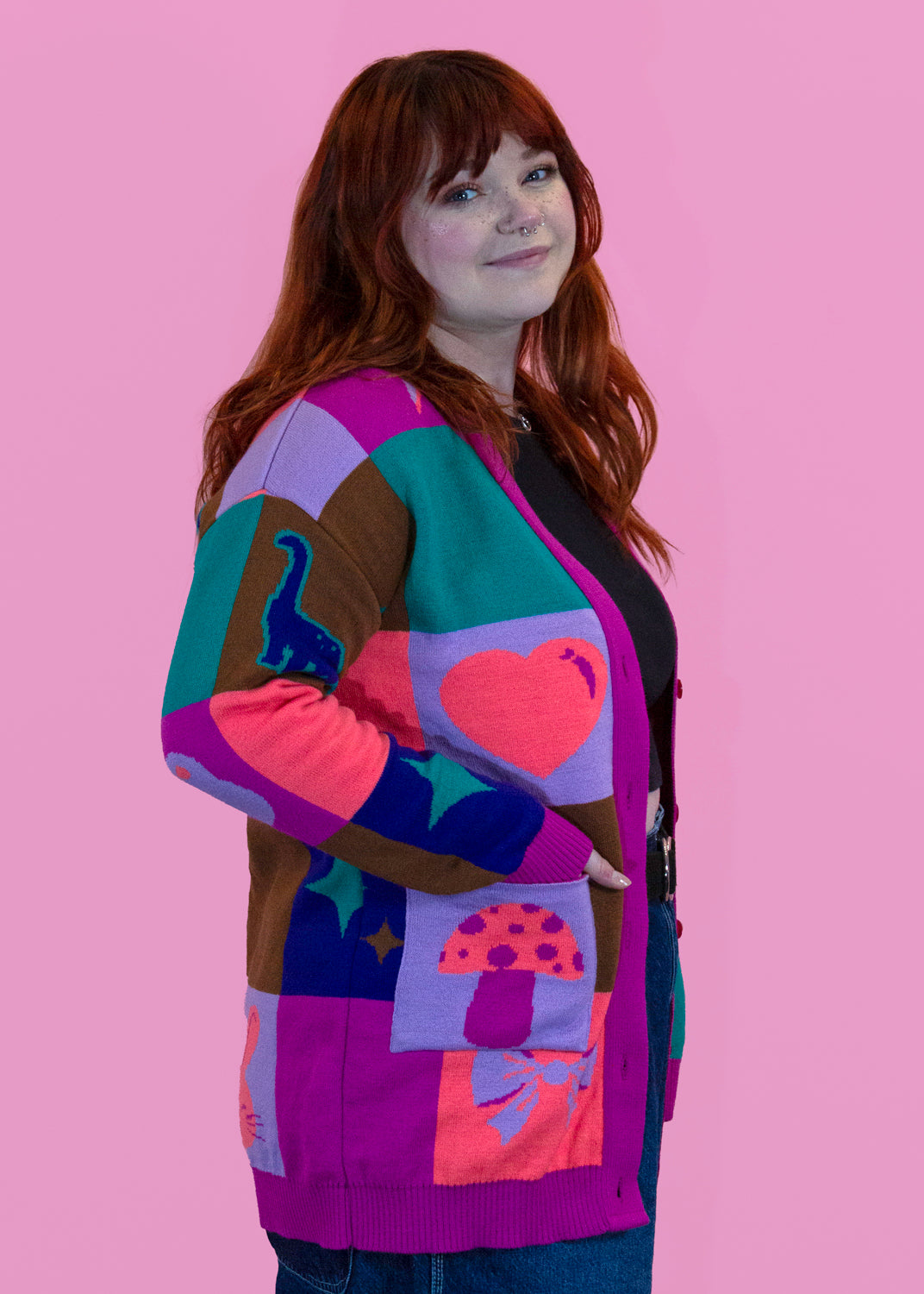 Home of Rainbows - The Cute Check Knit Cardigan
