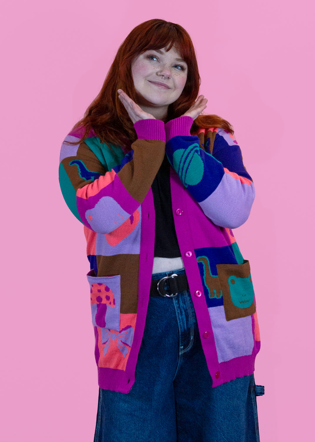 Home of Rainbows - The Cute Check Knit Cardigan
