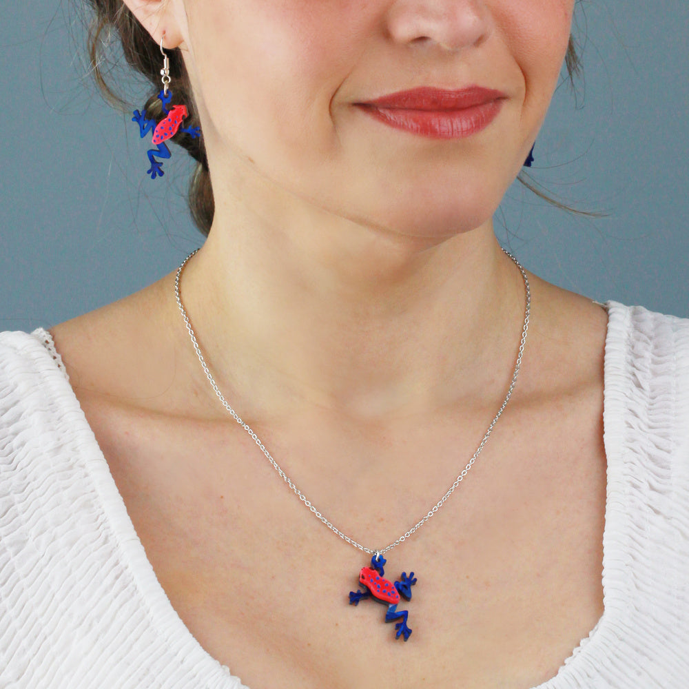 Little Moose - Pink Poison Dart Frog Charm Necklace