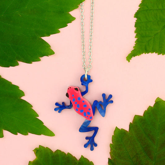 Little Moose - Pink Poison Dart Frog Charm Necklace