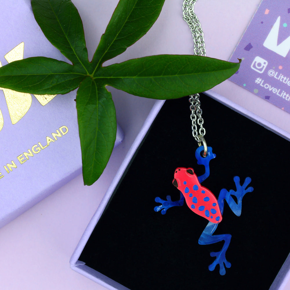 Little Moose - Pink Poison Dart Frog Charm Necklace