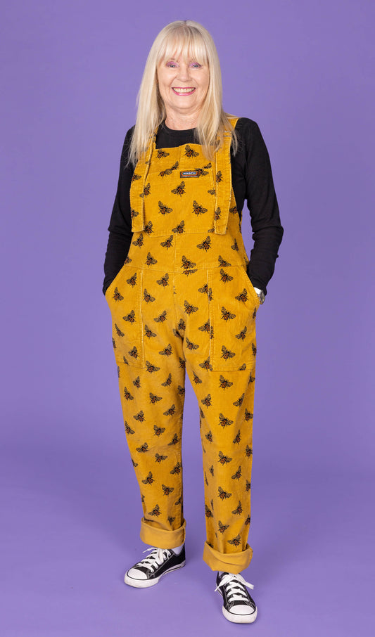 Run & Fly - Gold Stretch Corduroy DungaBee Dungarees