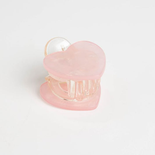 The Edit - Pearly Pink Mini Heart Hair Claw