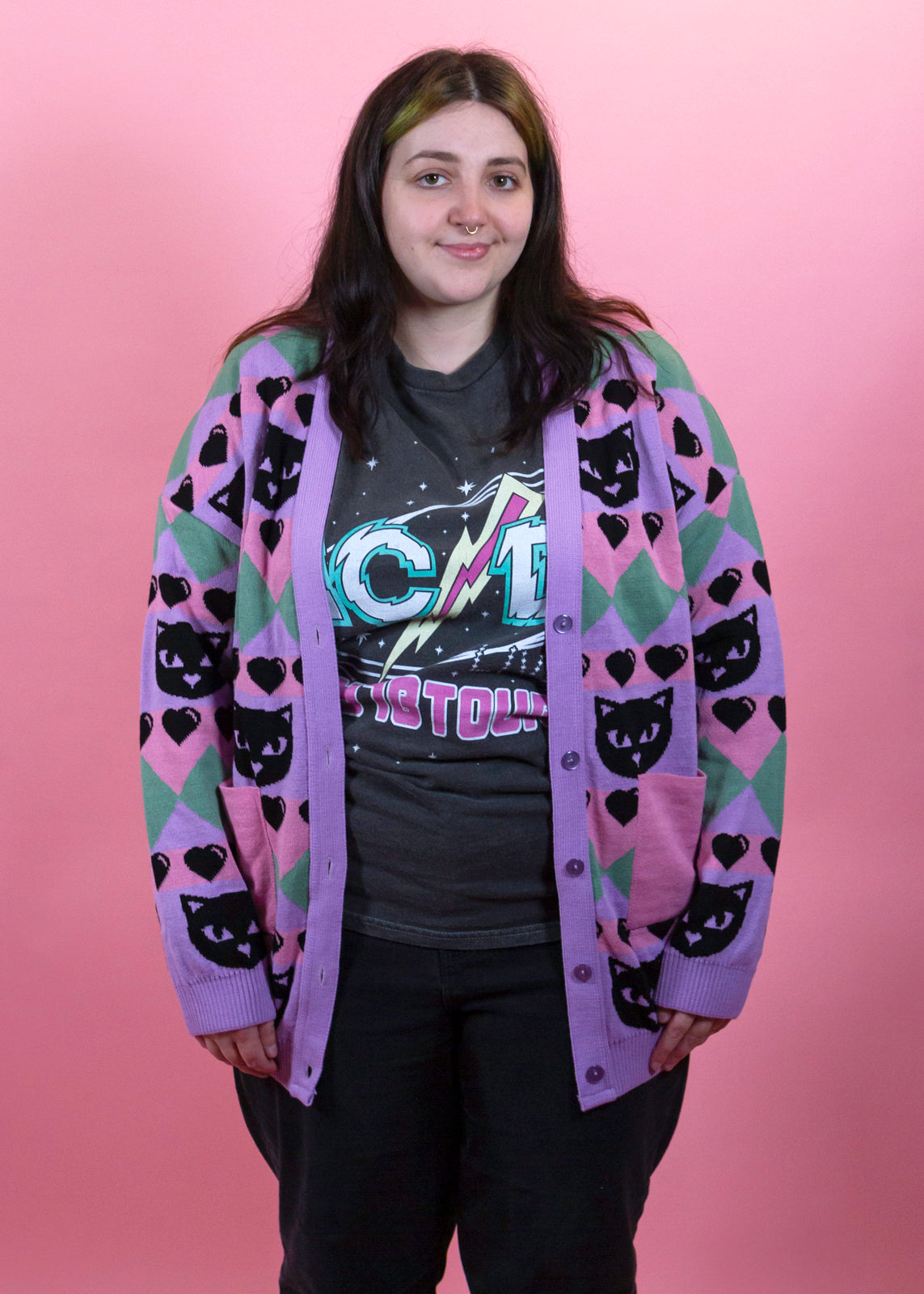 Home of Rainbows - Pastel Kitty Knit Cardigan: BACK SOON