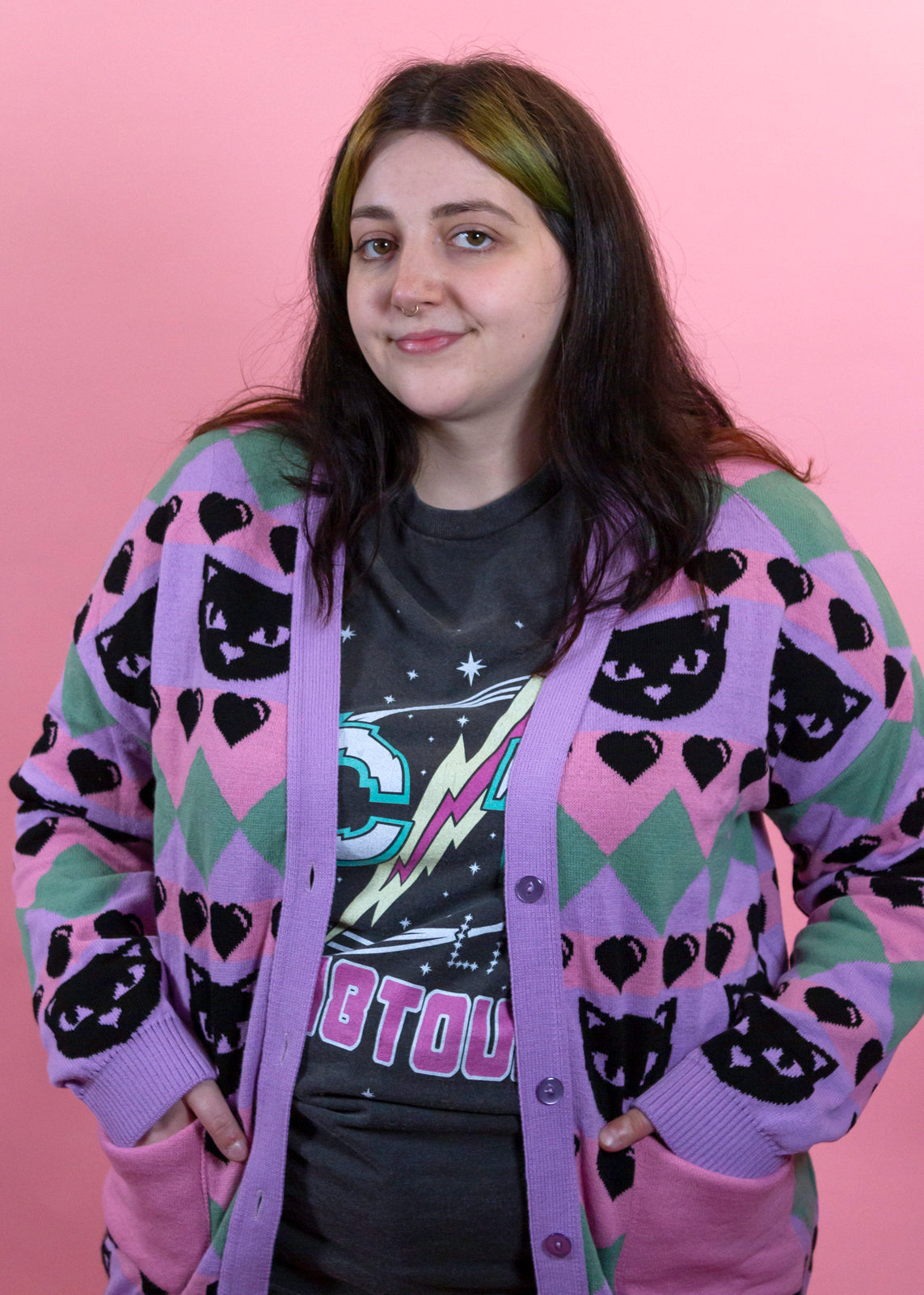 Home of Rainbows - Pastel Kitty Knit Cardigan: BACK SOON