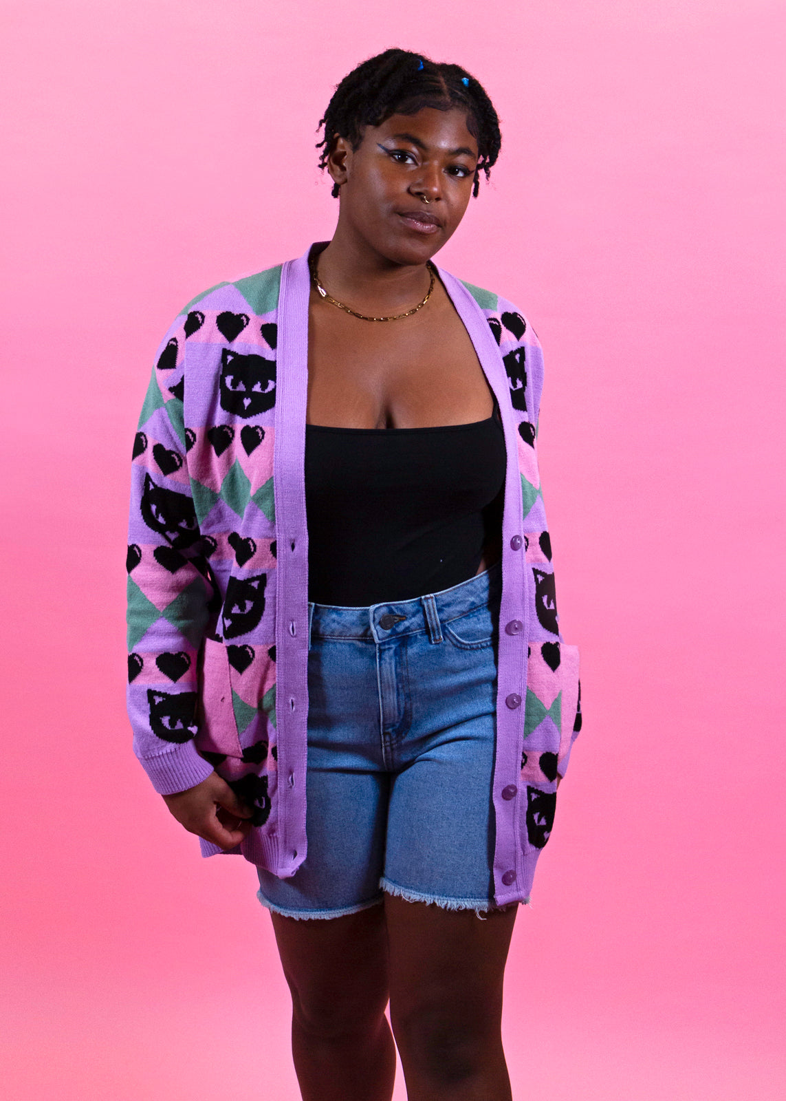 Home of Rainbows - Pastel Kitty Knit Cardigan: BACK SOON