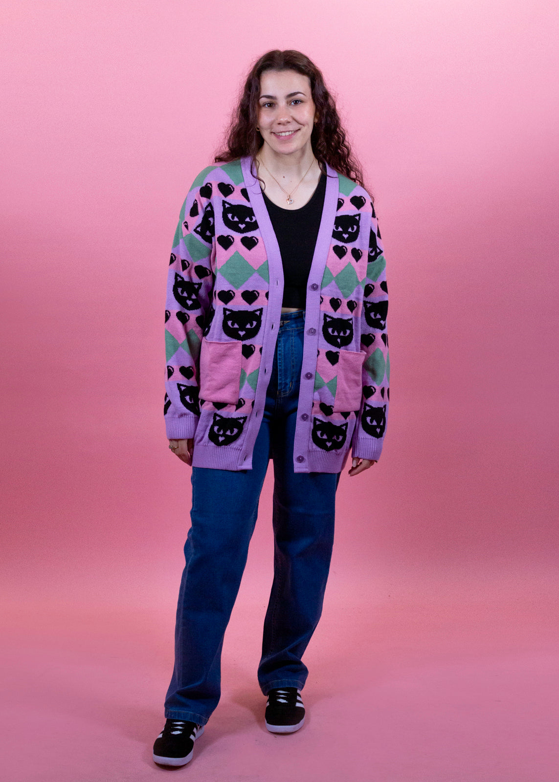 Home of Rainbows - Pastel Kitty Knit Cardigan: BACK SOON