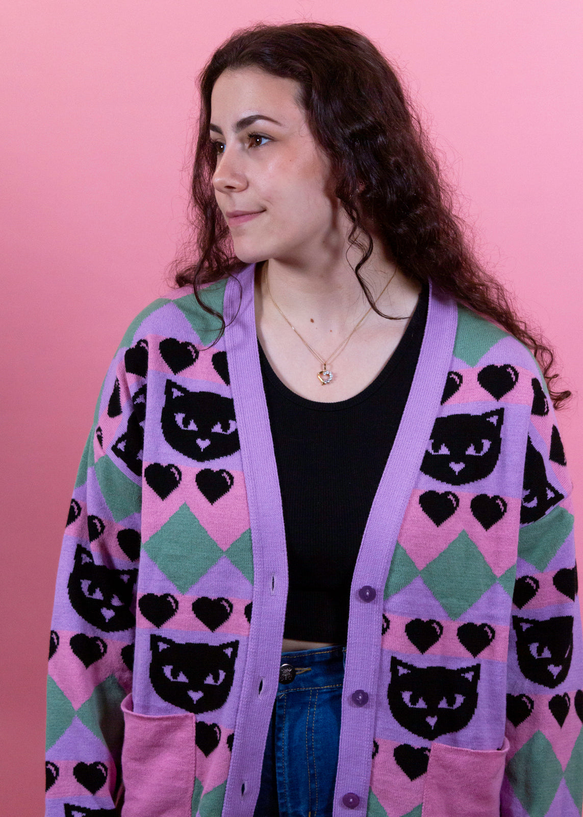 Home of Rainbows - Pastel Kitty Knit Cardigan: BACK SOON