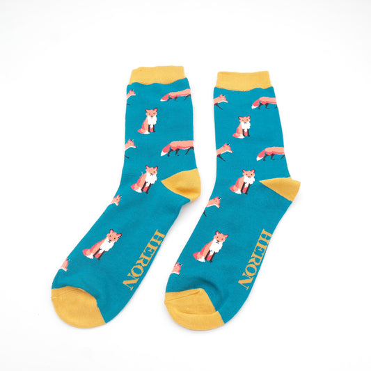 Mr Heron - Teal Fox Mens Socks