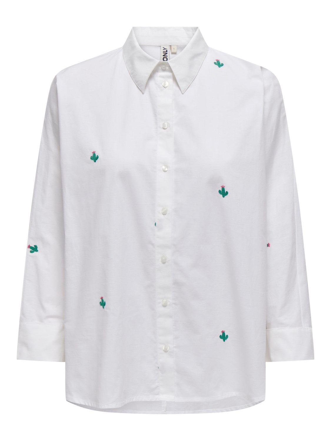 Only - White Shirt with Embroidered Cacti