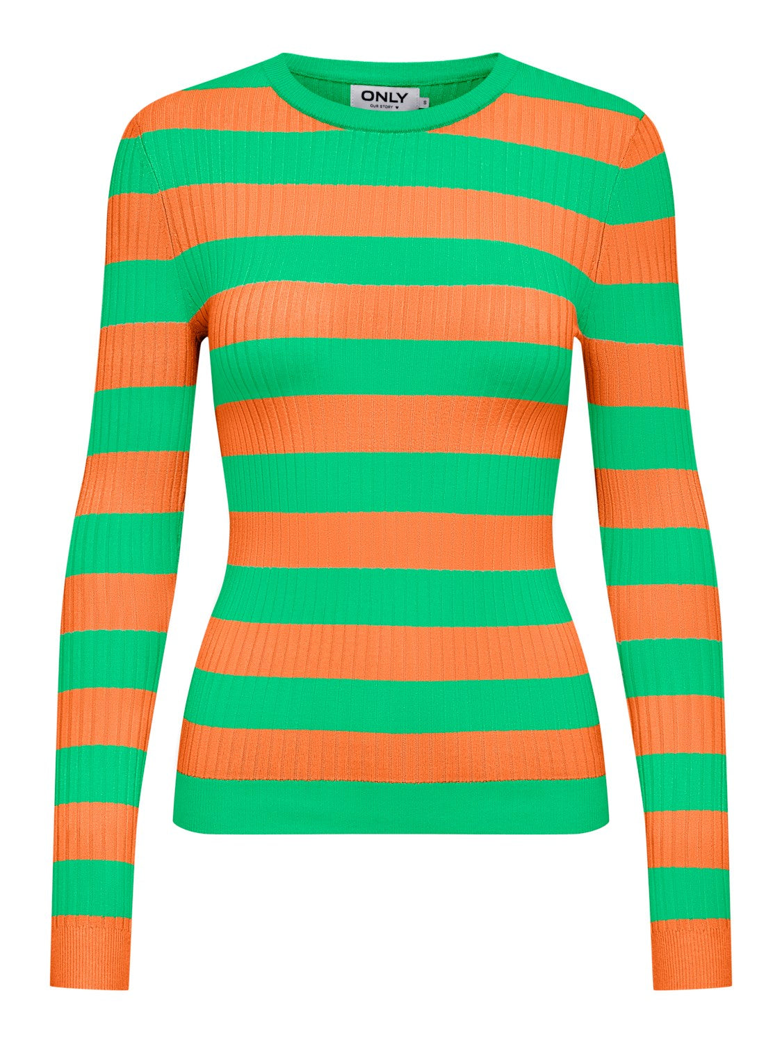 Only - Orange & Green Stripe Knit Top