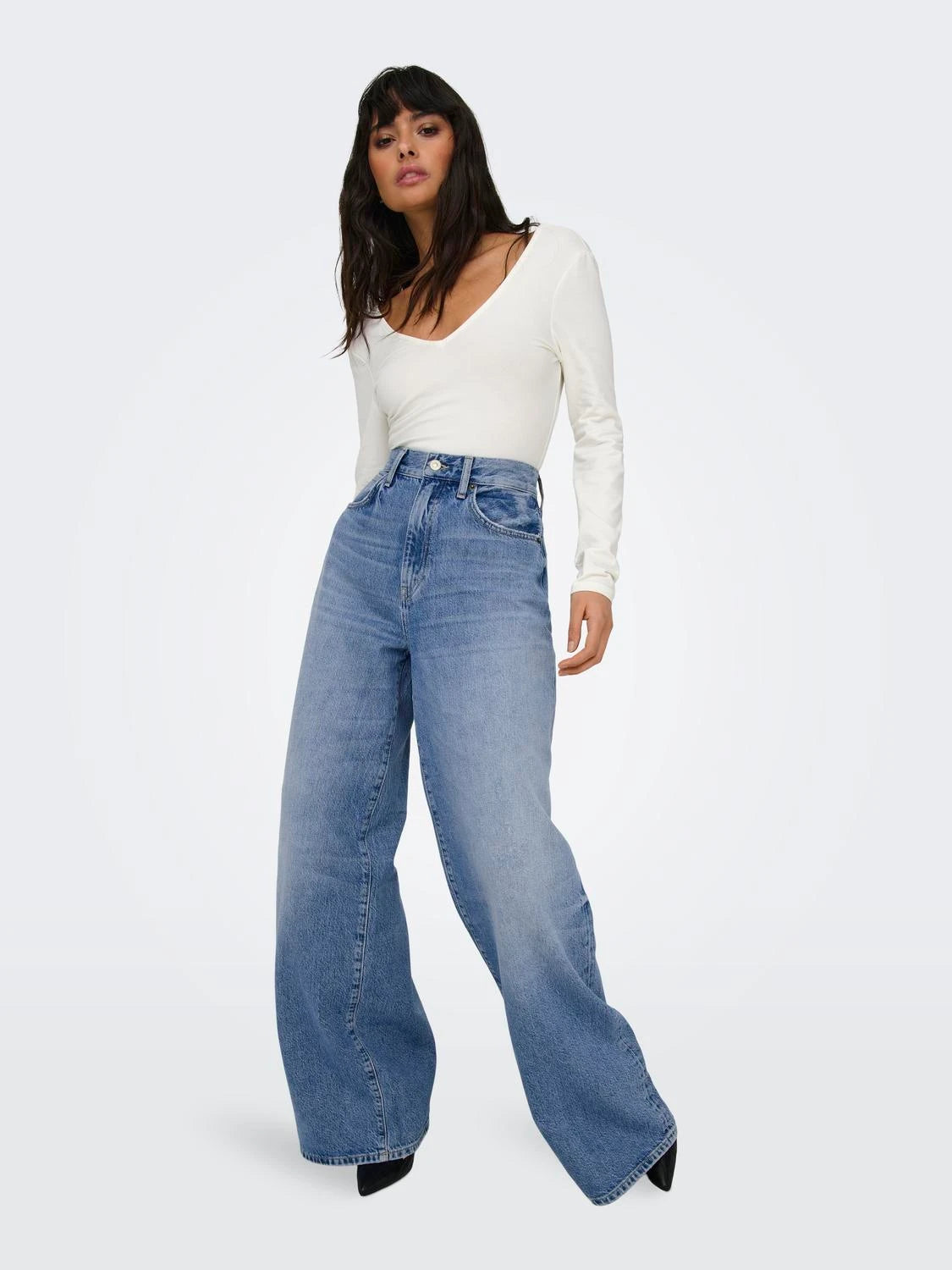 Only - Blue Denim Wide Leg Jeans