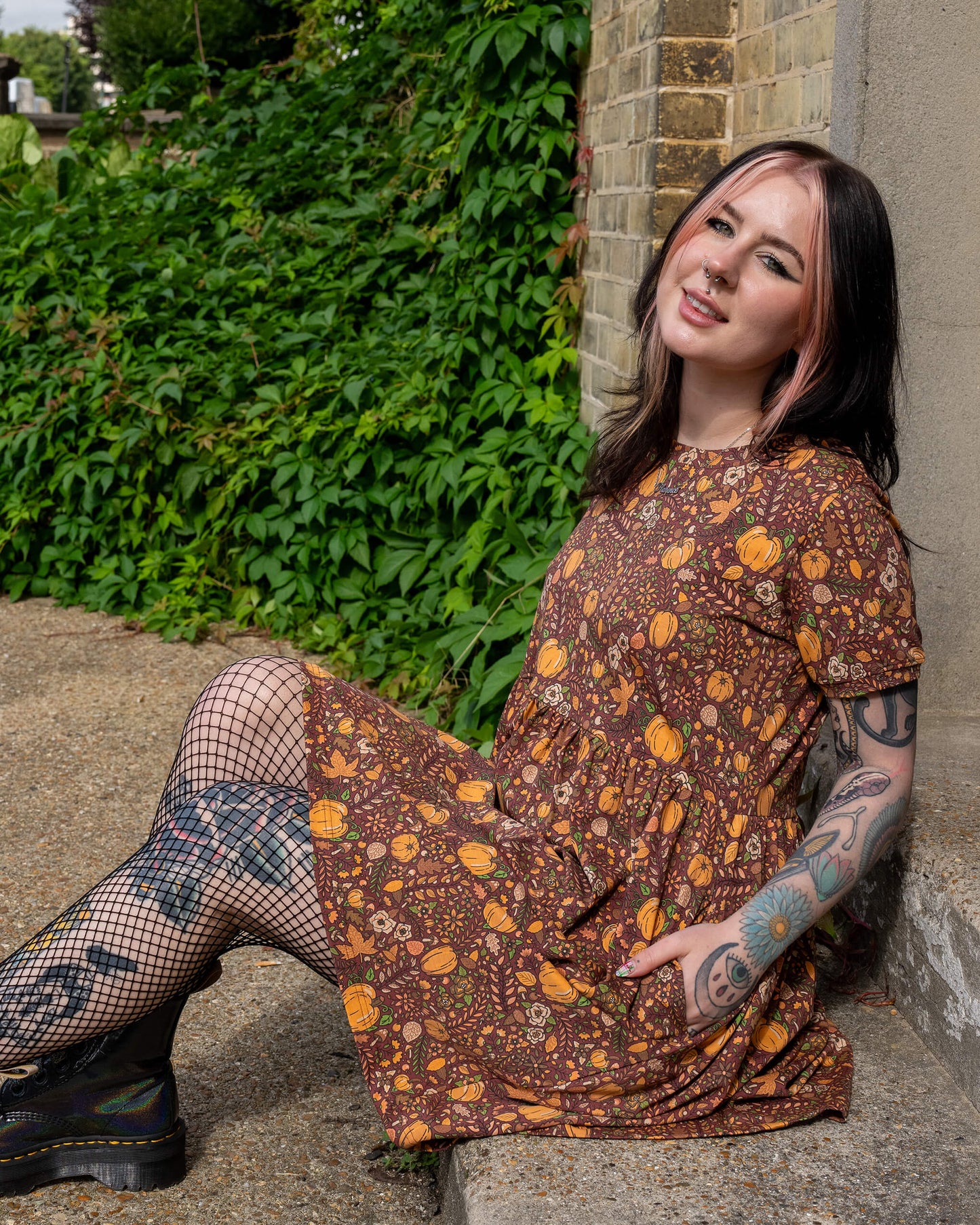 Run & Fly - Autumn Pumpkin Oversized Smock Dress