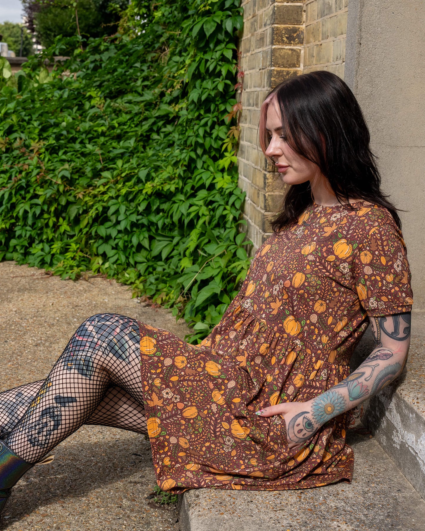 Run & Fly - Autumn Pumpkin Oversized Smock Dress