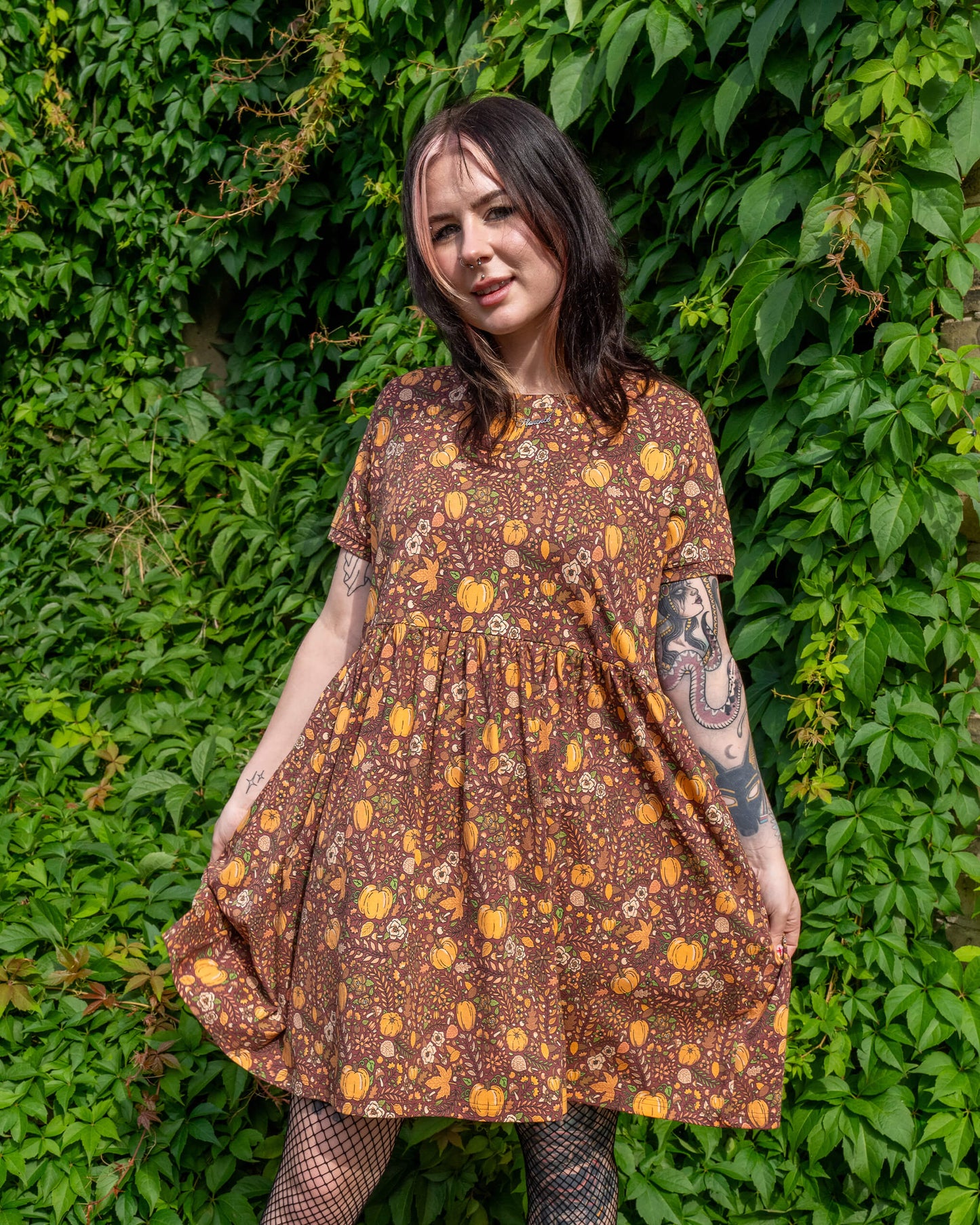 Run & Fly - Autumn Pumpkin Oversized Smock Dress