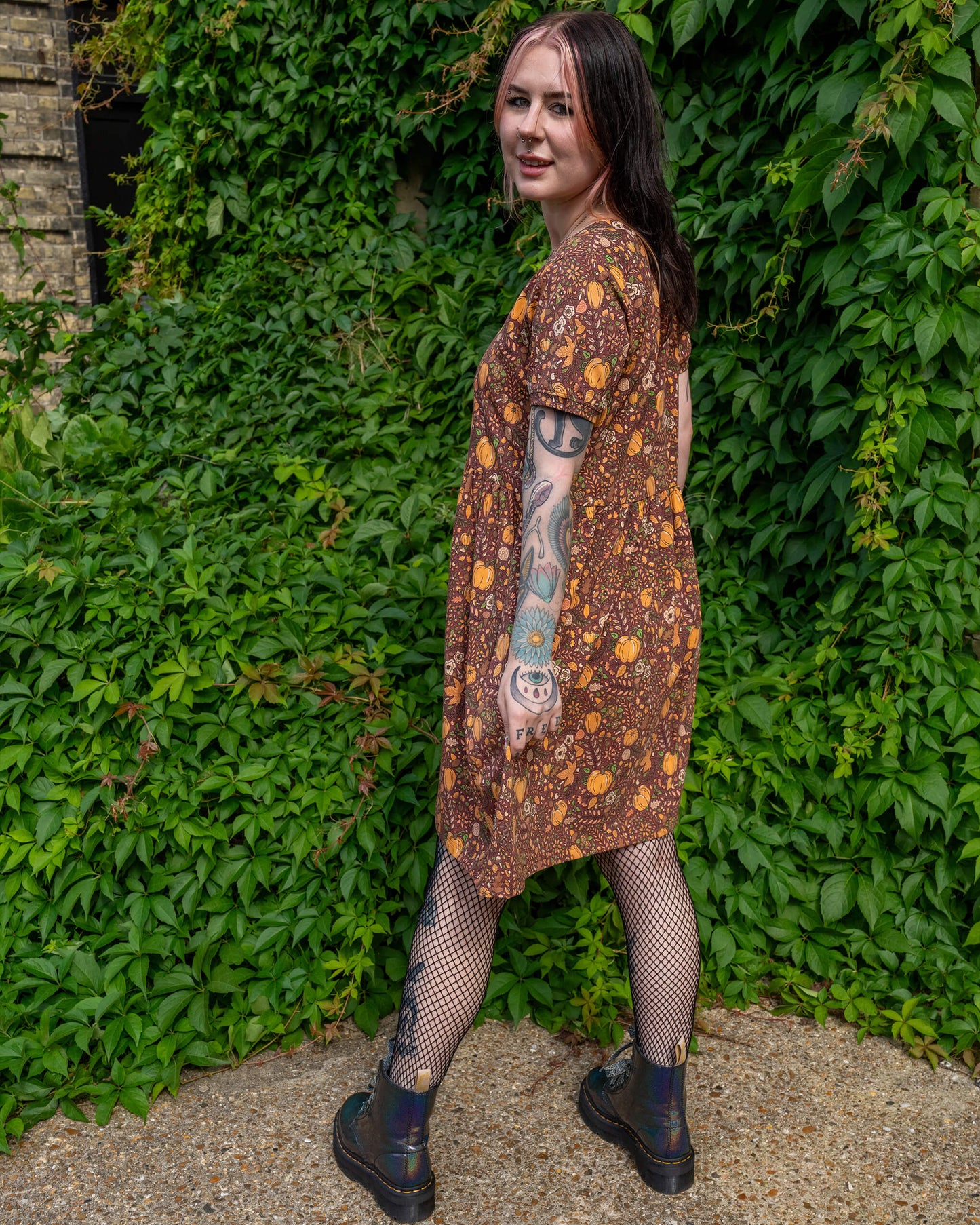 Run & Fly - Autumn Pumpkin Oversized Smock Dress